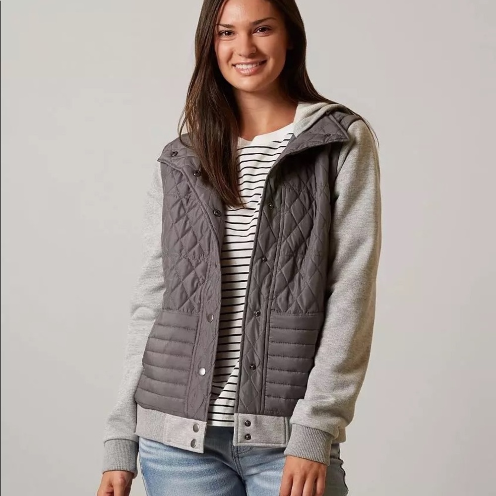 BKE Women’s Gray Hooded Jacket Vest